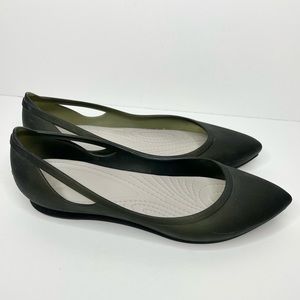 Crocs Women’s Rio Pointed Toe Gray Slip On Ballet Flats Size 5